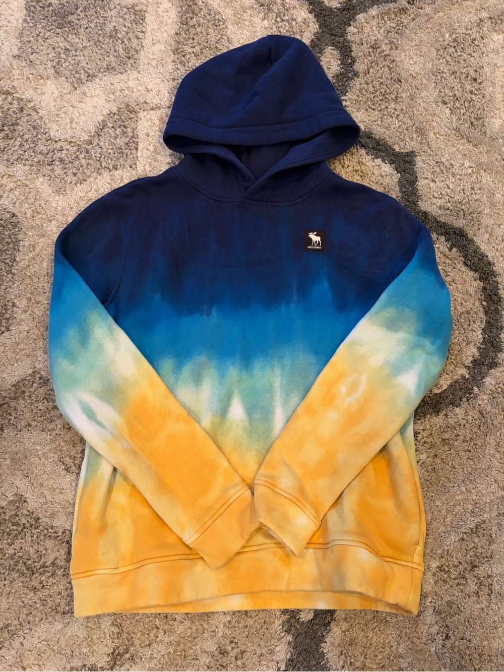 Abercrombie Kids 15/16 Tie-Dye Hoodie - Navy, Blue & Yellow